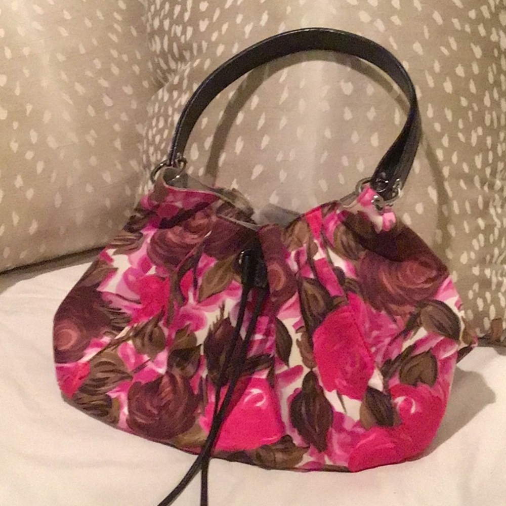 Kate Spade New York Floral Handbag with Brown Handle, beautiful condition ~ RARE
